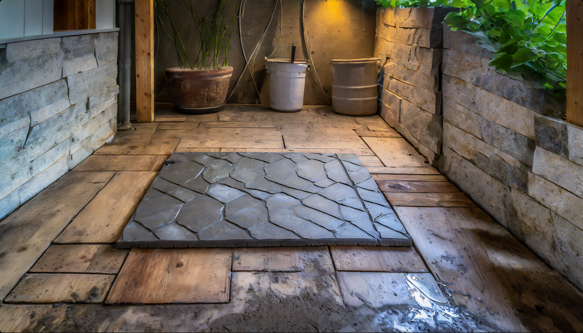 Stamped Concrete Basement Floor A Basement Floor With Stamped Concrete That Replicates The Intricate
