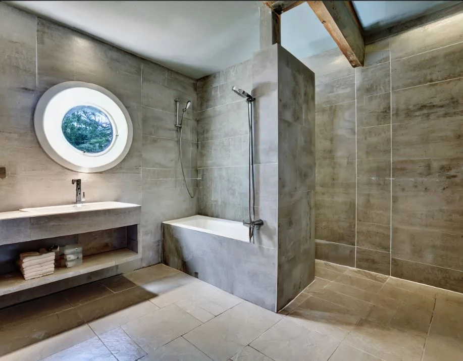 Basement Modern Bathroom Corner Round Shower Room