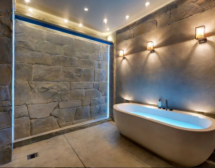 Basement Modern Bathroom Feature Wall